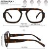 imageMEETSUN Retro Square Aviator Computer Blue Light Blocking Glasses for Women Men Fashion Oversized Fake EyeglassesTortoise Frame