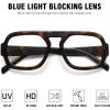imageMEETSUN Retro Square Aviator Computer Blue Light Blocking Glasses for Women Men Fashion Oversized Fake EyeglassesTortoise Frame