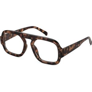 imageMEETSUN Retro Square Aviator Computer Blue Light Blocking Glasses for Women Men Fashion Oversized Fake EyeglassesGrey Demi Frame