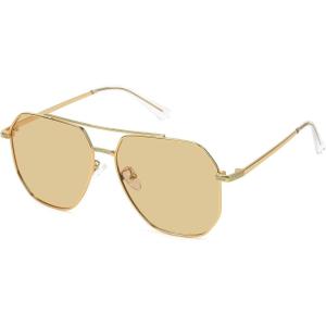 imageMEETSUN Retro Oversized Aviator Sunglasses for Women Men Polarized Large Vintage Classic Square Metal Aviators ShadesGold FrameChampagne Lens