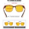 imageMEETSUN Night Driving Glasses for Women Trendy Square Large Frame Fit Over Glasses Night Vision SunglassesBrown