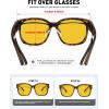 imageMEETSUN Night Driving Glasses for Women Trendy Square Large Frame Fit Over Glasses Night Vision SunglassesBrown Tortoise