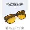 imageMEETSUN Night Driving Glasses for Women Trendy Square Large Frame Fit Over Glasses Night Vision SunglassesBrown Tortoise