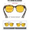 imageMEETSUN Night Driving Glasses for Women Trendy Square Large Frame Fit Over Glasses Night Vision SunglassesLeopard