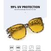 imageMEETSUN Night Driving Glasses for Women Trendy Square Large Frame Fit Over Glasses Night Vision SunglassesLeopard