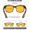 imageMEETSUN Night Driving Glasses for Women Trendy Square Large Frame Fit Over Glasses Night Vision SunglassesTortoise