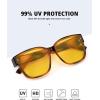 imageMEETSUN Night Driving Glasses for Women Trendy Square Large Frame Fit Over Glasses Night Vision SunglassesTortoise
