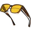 imageMEETSUN Night Driving Glasses for Women Trendy Square Large Frame Fit Over Glasses Night Vision SunglassesBrown Tortoise