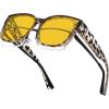 imageMEETSUN Night Driving Glasses for Women Trendy Square Large Frame Fit Over Glasses Night Vision SunglassesLeopard