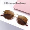 imageMEETSUN Polarized Hexagon Sunglasses for Women Men Polygon Square Sun Glasses UV400 Protection Metal FrameGold Framebrown Lens