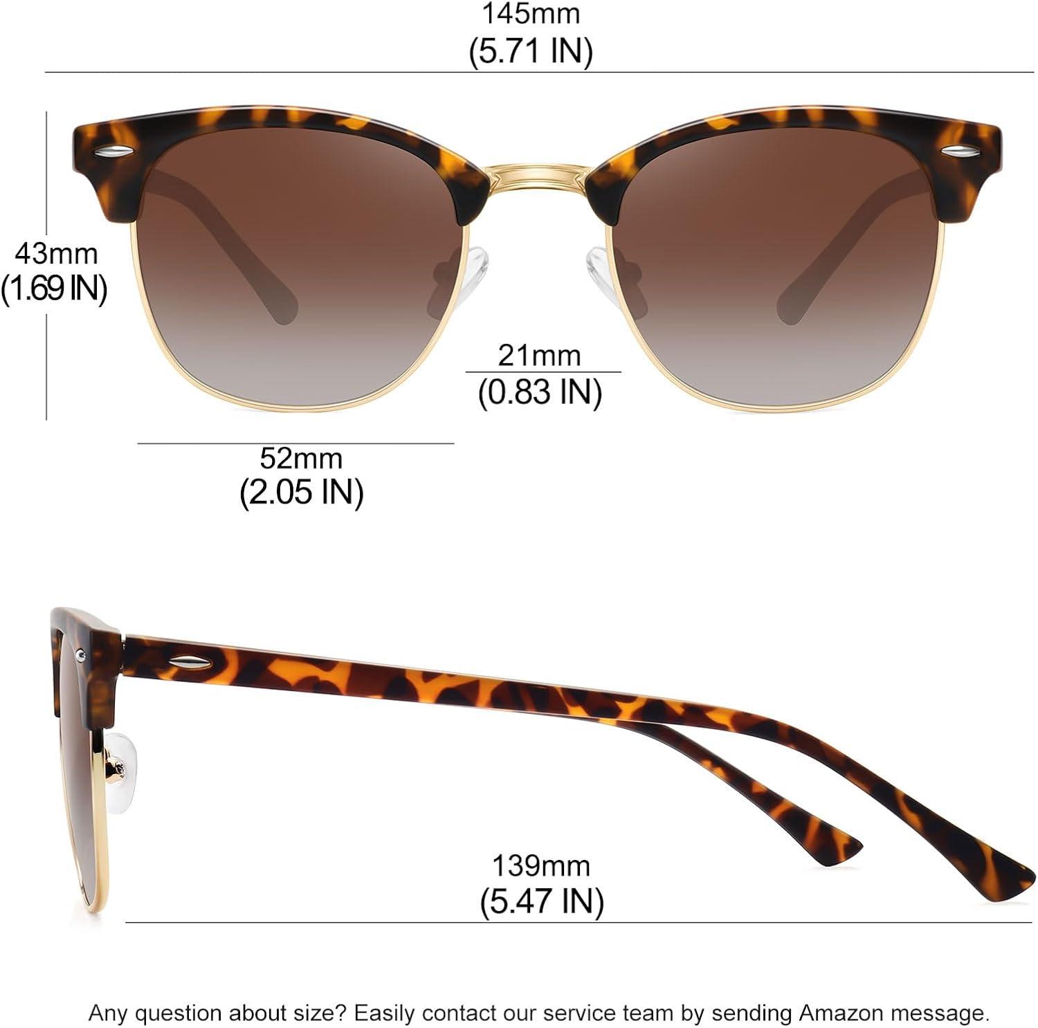 imageMEETSUN Retro Semi Rimless Polarized Sunglasses for Women Men Trendy Mirror Lens Driving Sun Glasses 3 Pack3 Pack Leopard BrownLeopard GreyTortoise Green