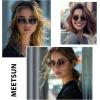 imageMEETSUN Retro Semi Rimless Polarized Sunglasses for Women Men Trendy Mirror Lens Driving Sun Glasses 3 Pack3 Pack Leopard BrownLeopard GreyTortoise Green