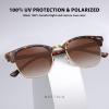 imageMEETSUN Retro Semi Rimless Polarized Sunglasses for Women Men Trendy Mirror Lens Driving Sun Glasses 3 Pack3 Pack Leopard BrownLeopard GreyTortoise Green