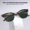 imageMEETSUN Retro Semi Rimless Polarized Sunglasses for Women Men Trendy Mirror Lens Driving Sun Glasses 3 Pack3 Pack Leopard BrownLeopard GreyTortoise Green