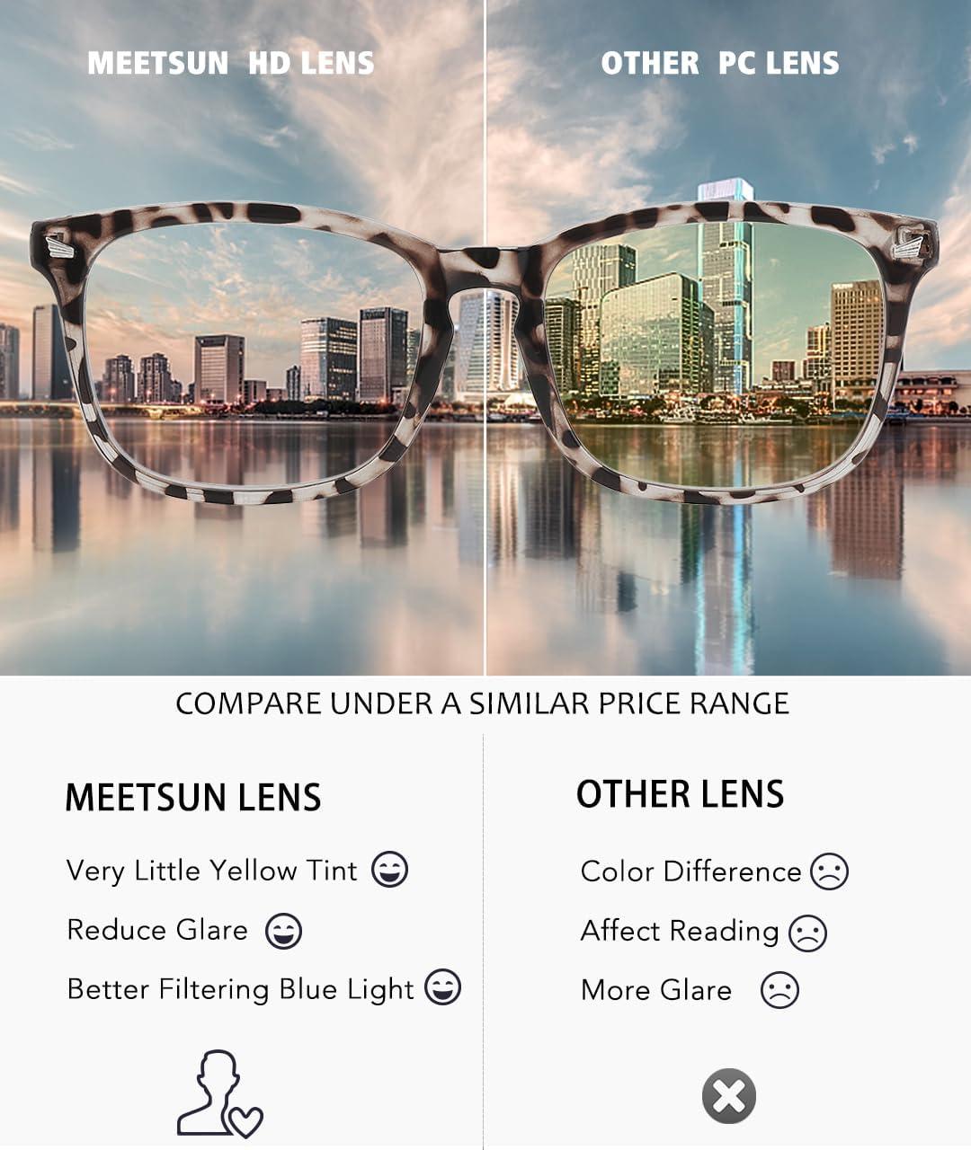 imageMEETSUN Blue Light Blocking Glasses Women Men Anti Eye Strain Headache Sleep BetterComputer Glasses UV400 Lens RedB01 Leopard