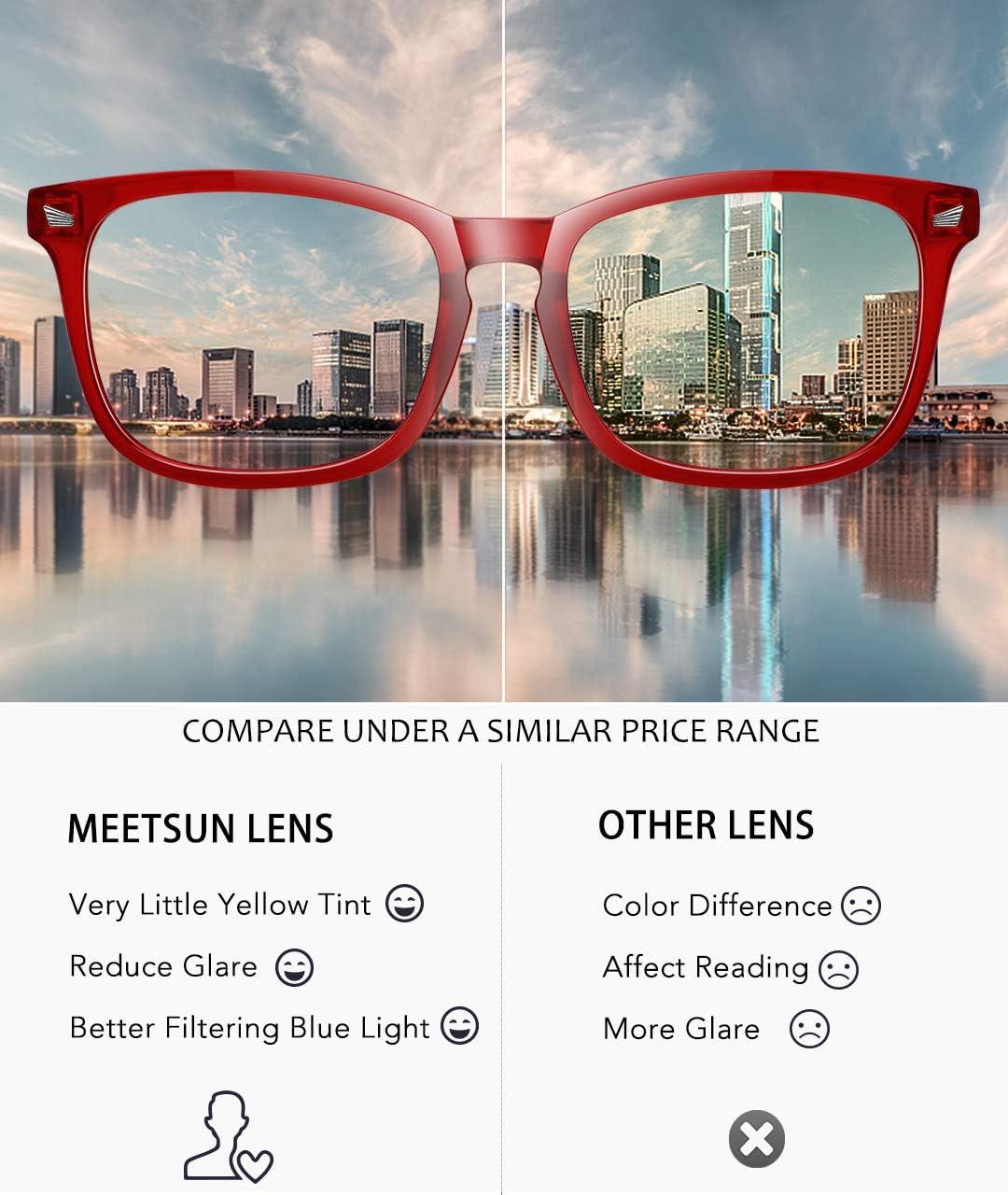 imageMEETSUN Blue Light Blocking Glasses Women Men Anti Eye Strain Headache Sleep BetterComputer Glasses UV400 Lens RedRed