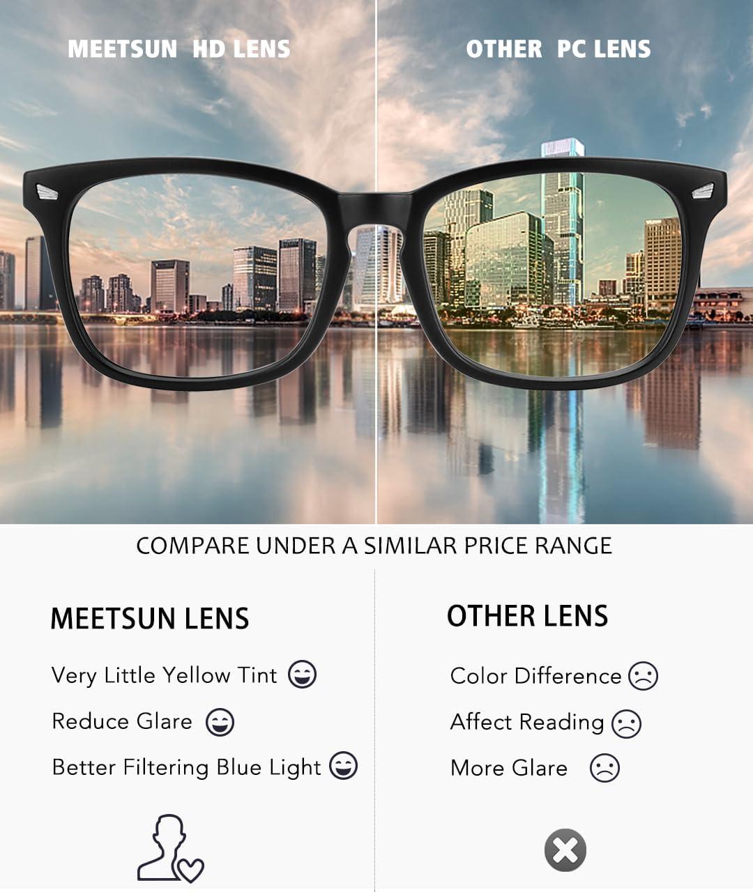 imageMEETSUN Blue Light Blocking Glasses Women Men Anti Eye Strain Headache Sleep BetterComputer Glasses UV400 Lens RedT1 Blacktransparent Lens