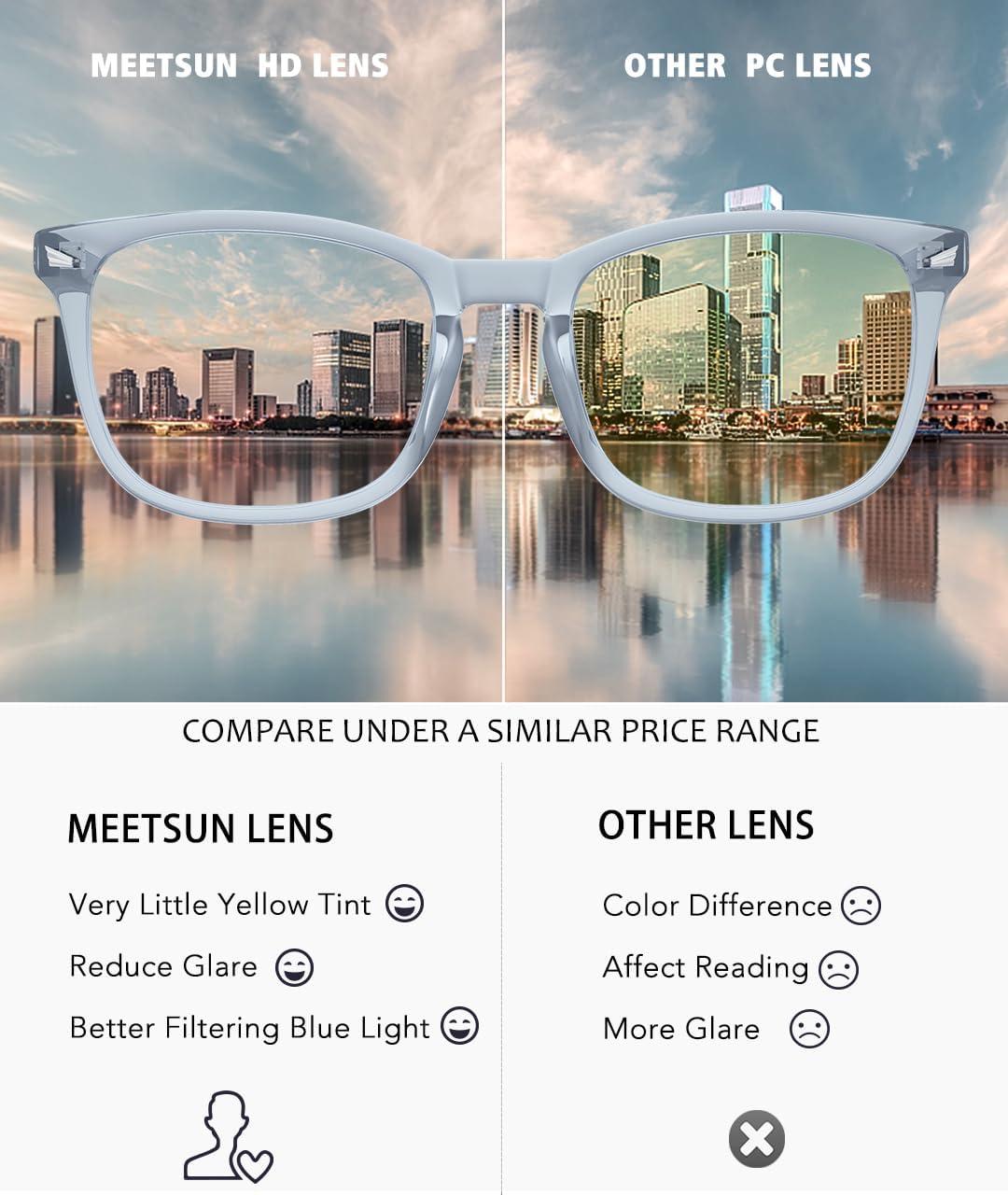 imageMEETSUN Blue Light Blocking Glasses Women Men Anti Eye Strain Headache Sleep BetterComputer Glasses UV400 Lens RedTransparent Grey Frame