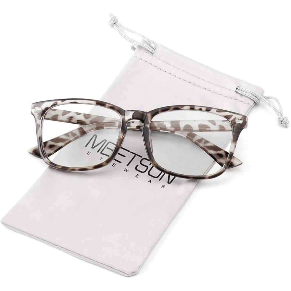 imageMEETSUN Blue Light Blocking Glasses Women Men Anti Eye Strain Headache Sleep BetterComputer Glasses UV400 Lens RedB01 Leopard
