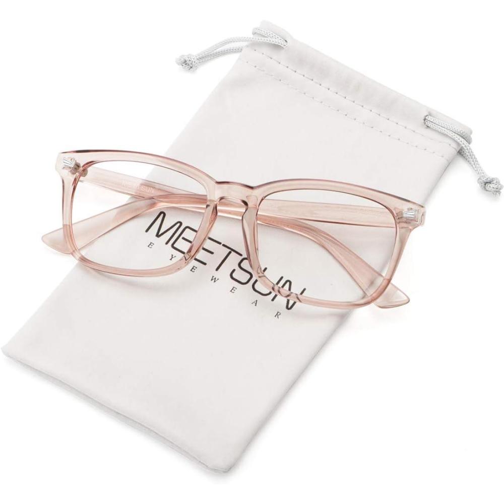 imageMEETSUN Blue Light Blocking Glasses Women Men Anti Eye Strain Headache Sleep BetterComputer Glasses UV400 Lens RedLight Coffee Frame Clear Lens