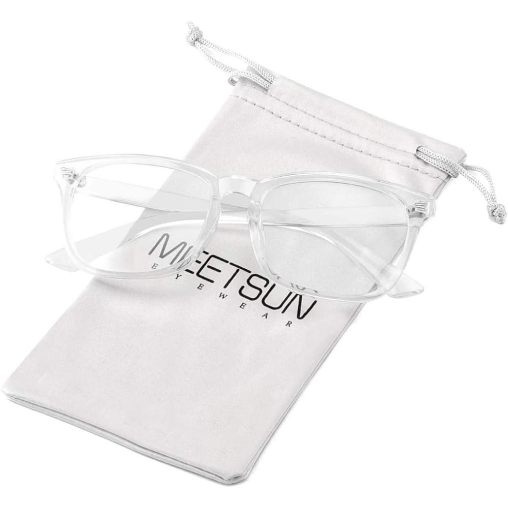 imageMEETSUN Blue Light Blocking Glasses Women Men Anti Eye Strain Headache Sleep BetterComputer Glasses UV400 Lens RedT1 Clear  Transparent Lens