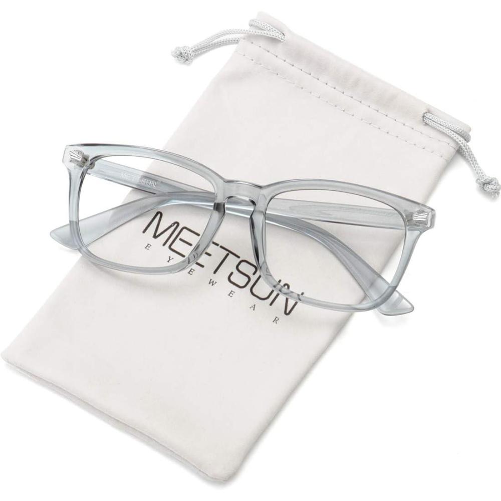 imageMEETSUN Blue Light Blocking Glasses Women Men Anti Eye Strain Headache Sleep BetterComputer Glasses UV400 Lens RedTransparent Grey Frame