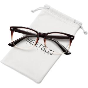 imageMEETSUN Blue Light Blocking Glasses Women Men Anti Eye Strain Headache Sleep BetterComputer Glasses UV400 Lens RedBrown Gradient