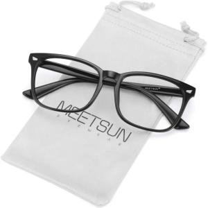 imageMEETSUN Blue Light Blocking Glasses Women Men Anti Eye Strain Headache Sleep BetterComputer Glasses UV400 Lens RedT1 Blacktransparent Lens