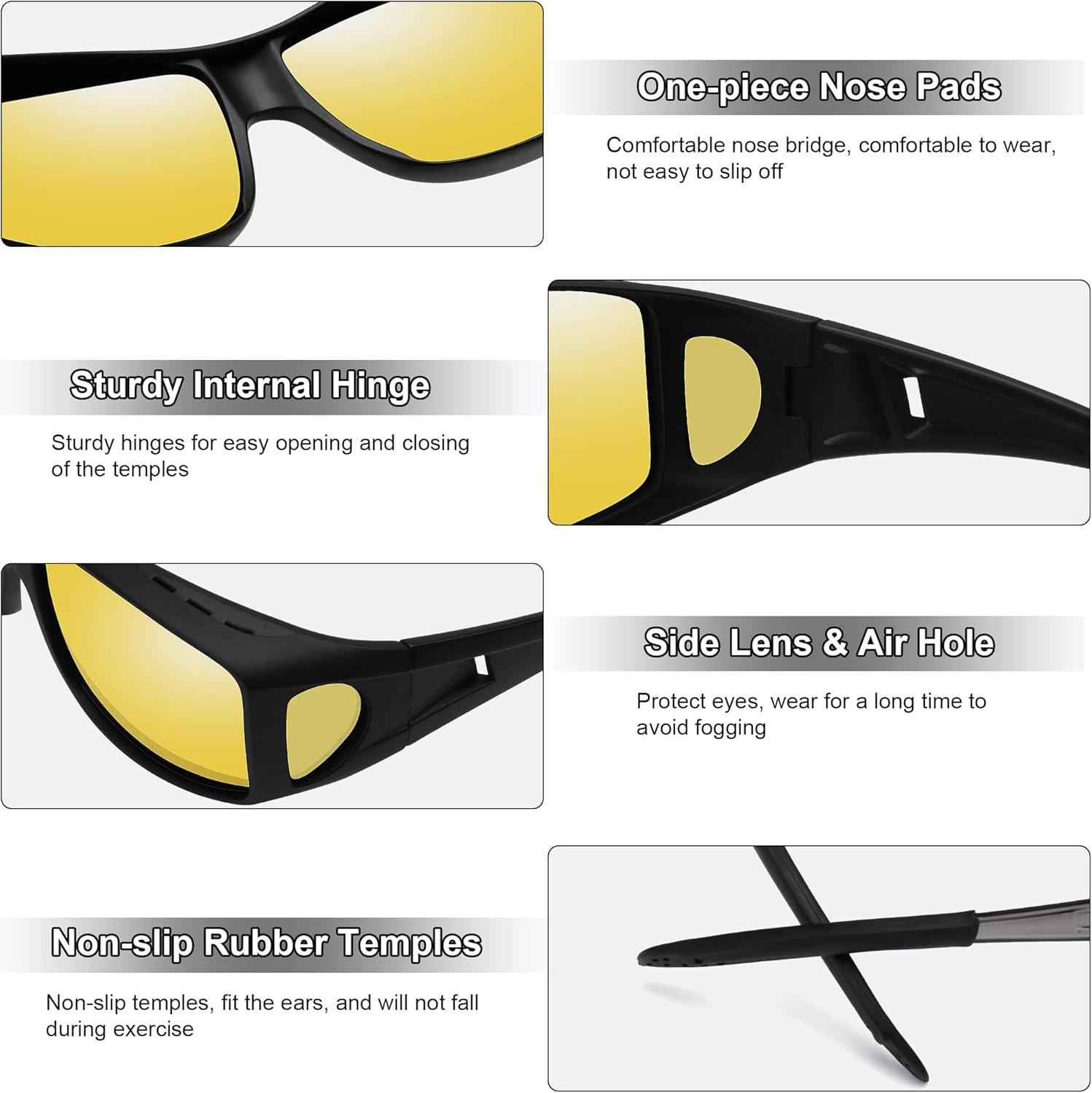 imageMEETSUN Fit Over Glasses Sunglasses for Men WomenWrap Around Sunglasses Polarized UV400 ProtectionZ12 Pack Back Frame Gray Lensblack Frame Night Vision Lens