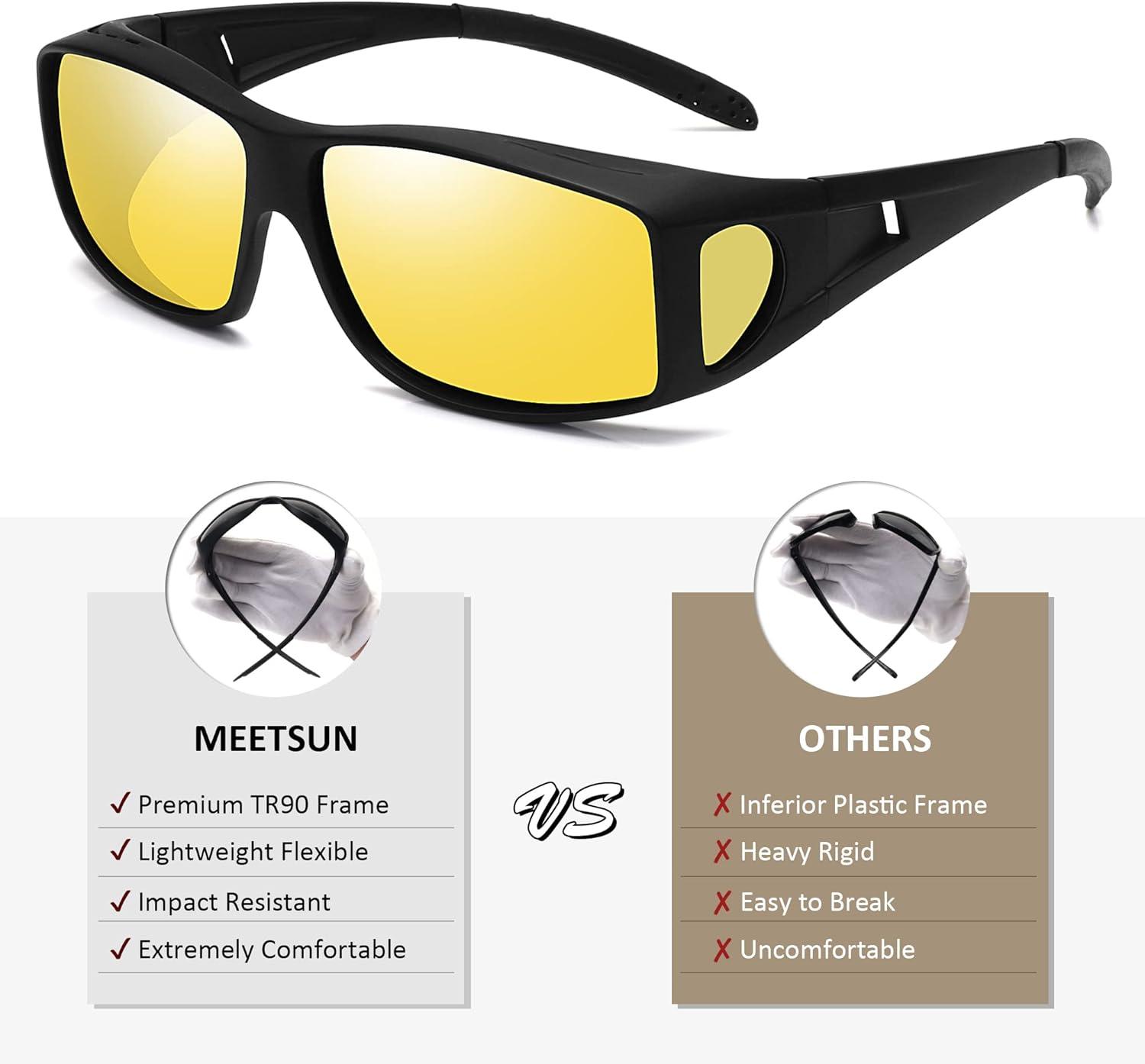 imageMEETSUN Fit Over Glasses Sunglasses for Men WomenWrap Around Sunglasses Polarized UV400 ProtectionZ12 Pack Back Frame Gray Lensblack Frame Night Vision Lens
