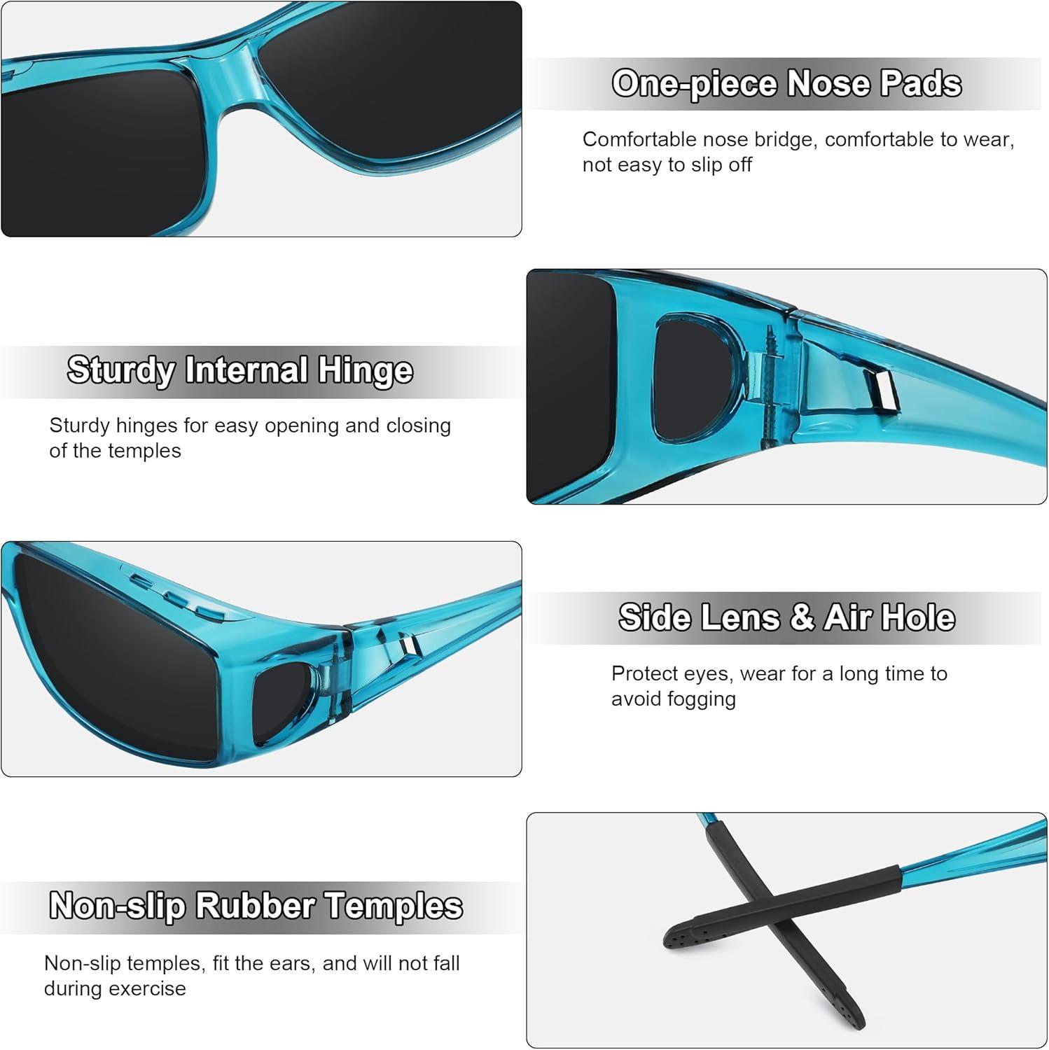 imageMEETSUN Fit Over Glasses Sunglasses for Men WomenWrap Around Sunglasses Polarized UV400 ProtectionZ1clear Bluegray Lens