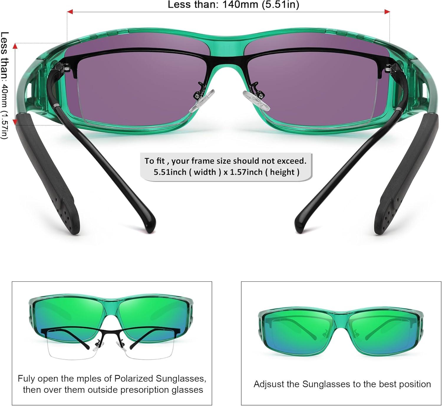 imageMEETSUN Fit Over Glasses Sunglasses for Men WomenWrap Around Sunglasses Polarized UV400 ProtectionZ1clear Greengreen Mirror Lens