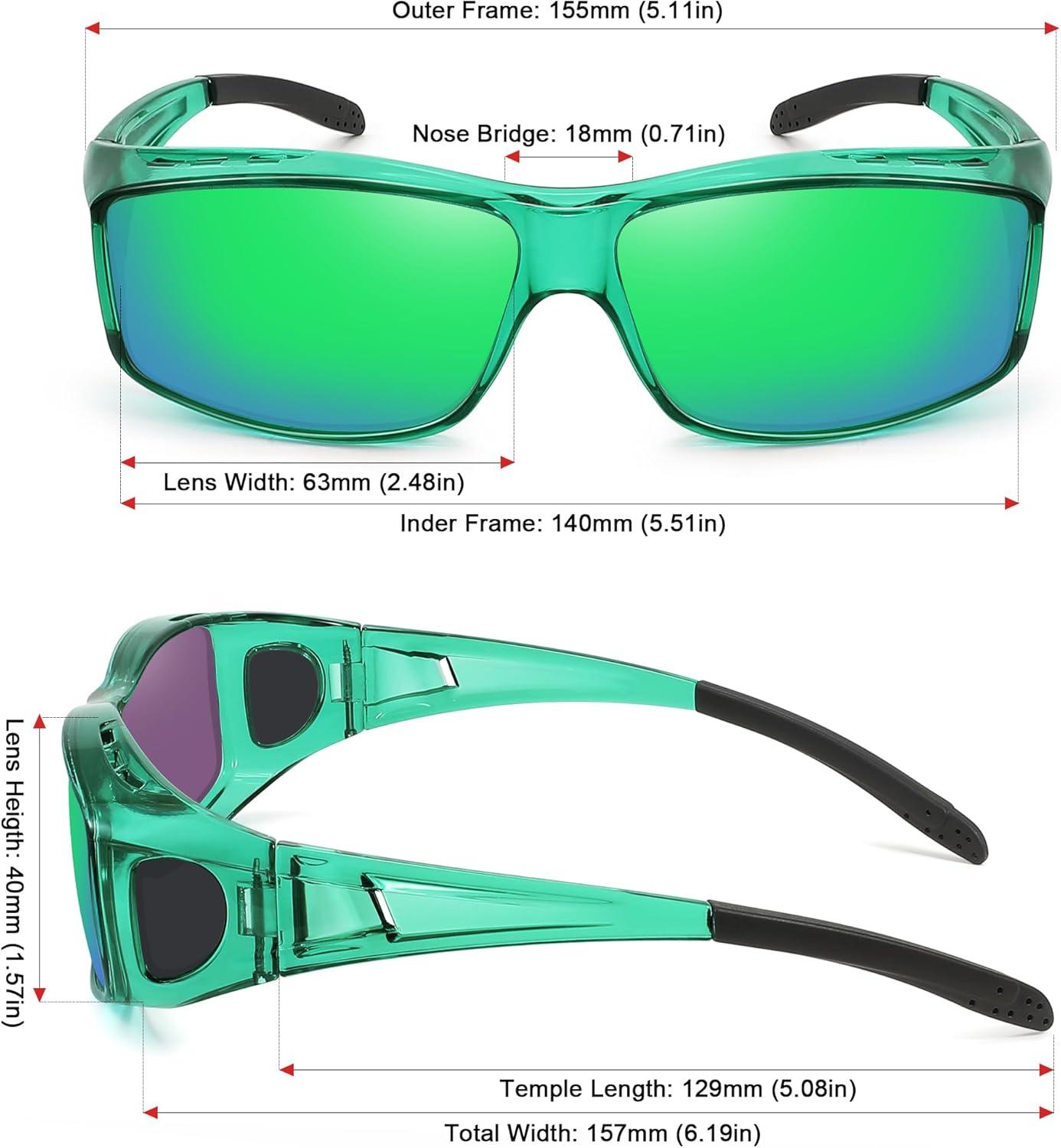 imageMEETSUN Fit Over Glasses Sunglasses for Men WomenWrap Around Sunglasses Polarized UV400 ProtectionZ1clear Greengreen Mirror Lens