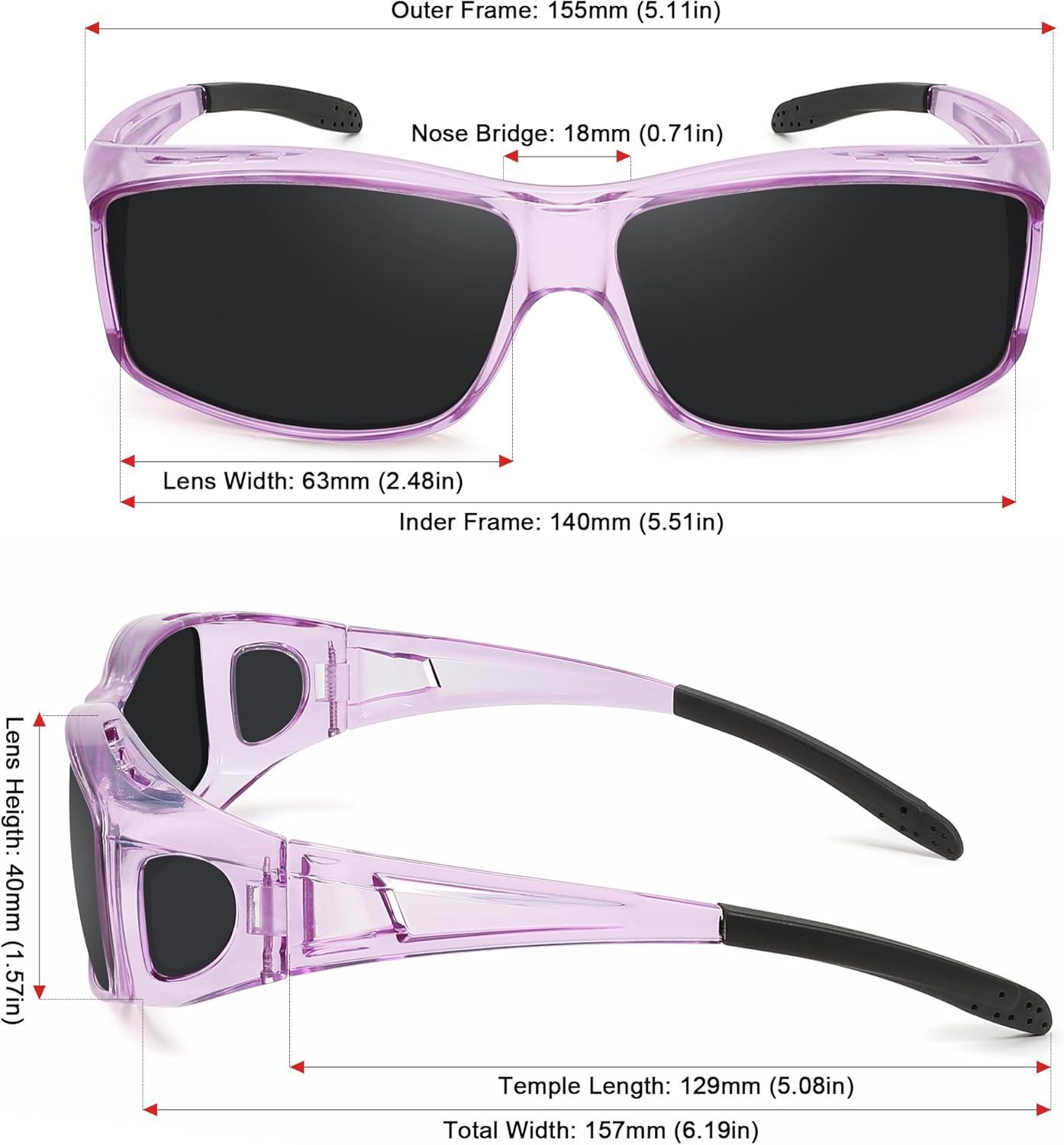 imageMEETSUN Fit Over Glasses Sunglasses for Men WomenWrap Around Sunglasses Polarized UV400 ProtectionZ1clear Purplegray Lens