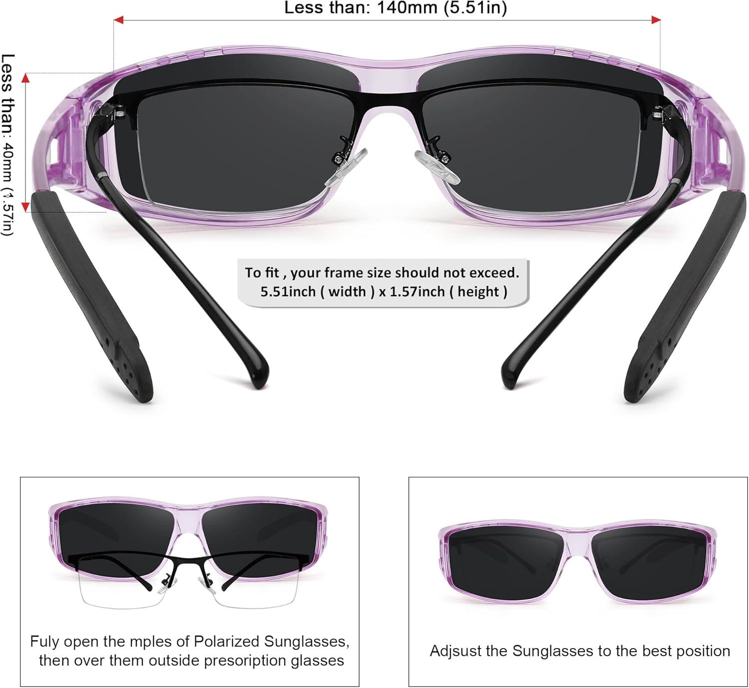 imageMEETSUN Fit Over Glasses Sunglasses for Men WomenWrap Around Sunglasses Polarized UV400 ProtectionZ1clear Purplegray Lens