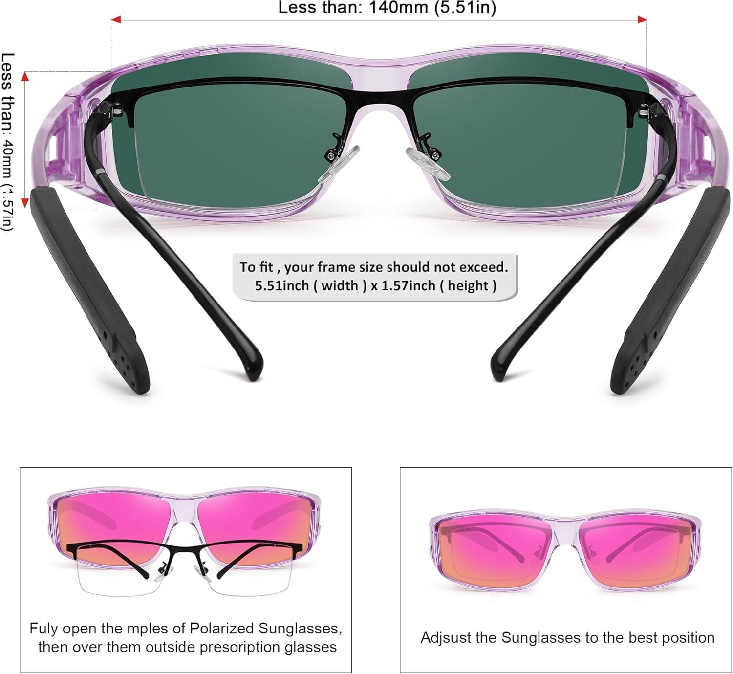 imageMEETSUN Fit Over Glasses Sunglasses for Men WomenWrap Around Sunglasses Polarized UV400 ProtectionZ1clear Purplepurple Pink Mirror Lems