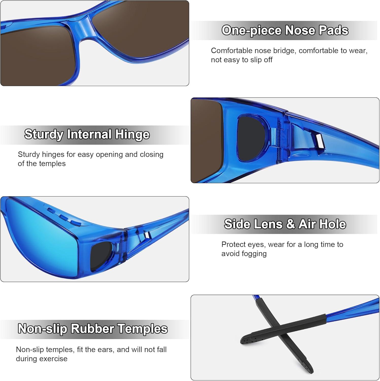 imageMEETSUN Fit Over Glasses Sunglasses for Men WomenWrap Around Sunglasses Polarized UV400 ProtectionZ1dark Blueblue Mirror Lens