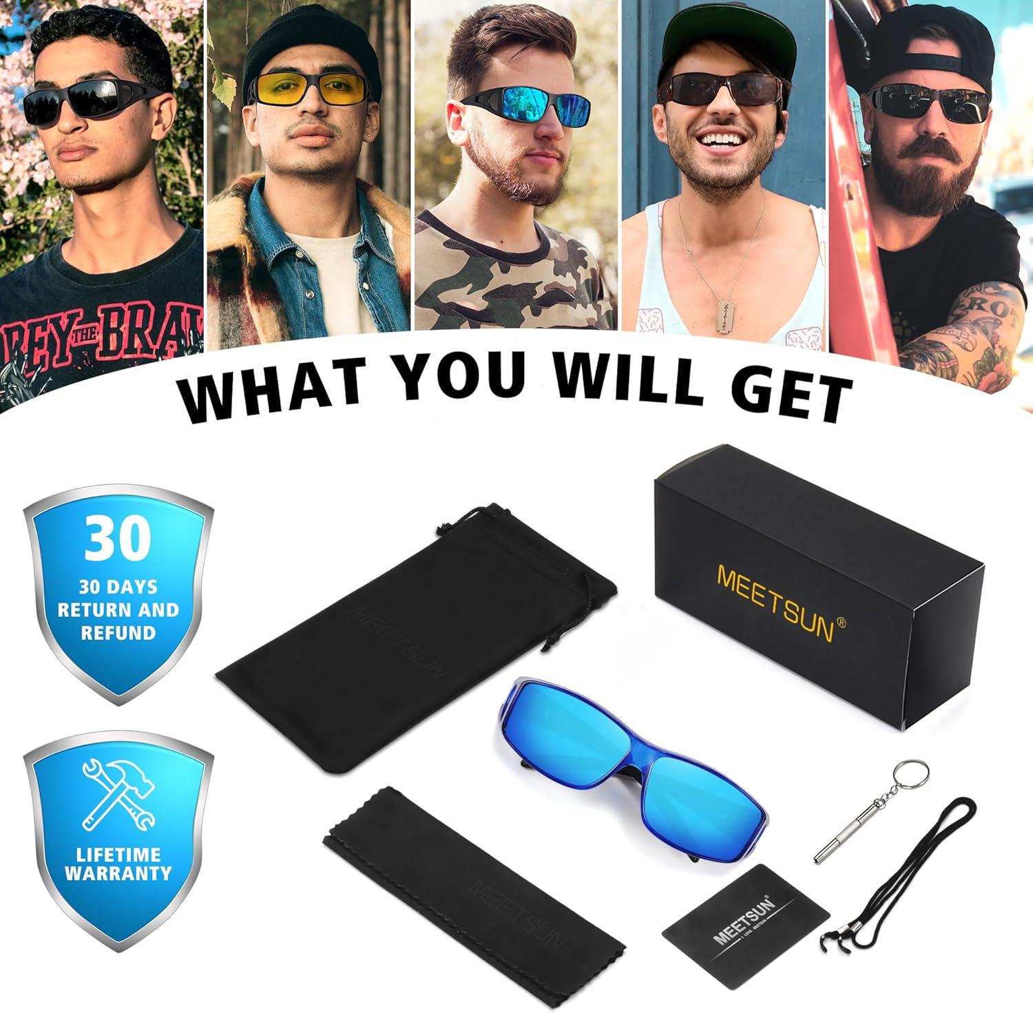 imageMEETSUN Fit Over Glasses Sunglasses for Men WomenWrap Around Sunglasses Polarized UV400 ProtectionZ1dark Blueblue Mirror Lens