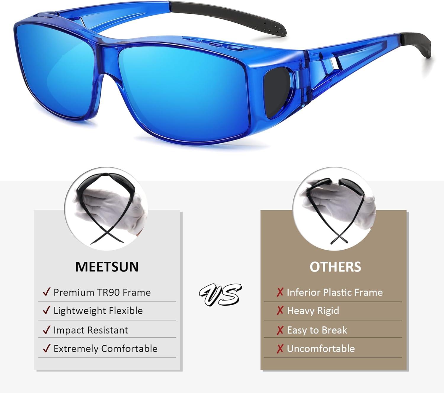 imageMEETSUN Fit Over Glasses Sunglasses for Men WomenWrap Around Sunglasses Polarized UV400 ProtectionZ1dark Blueblue Mirror Lens