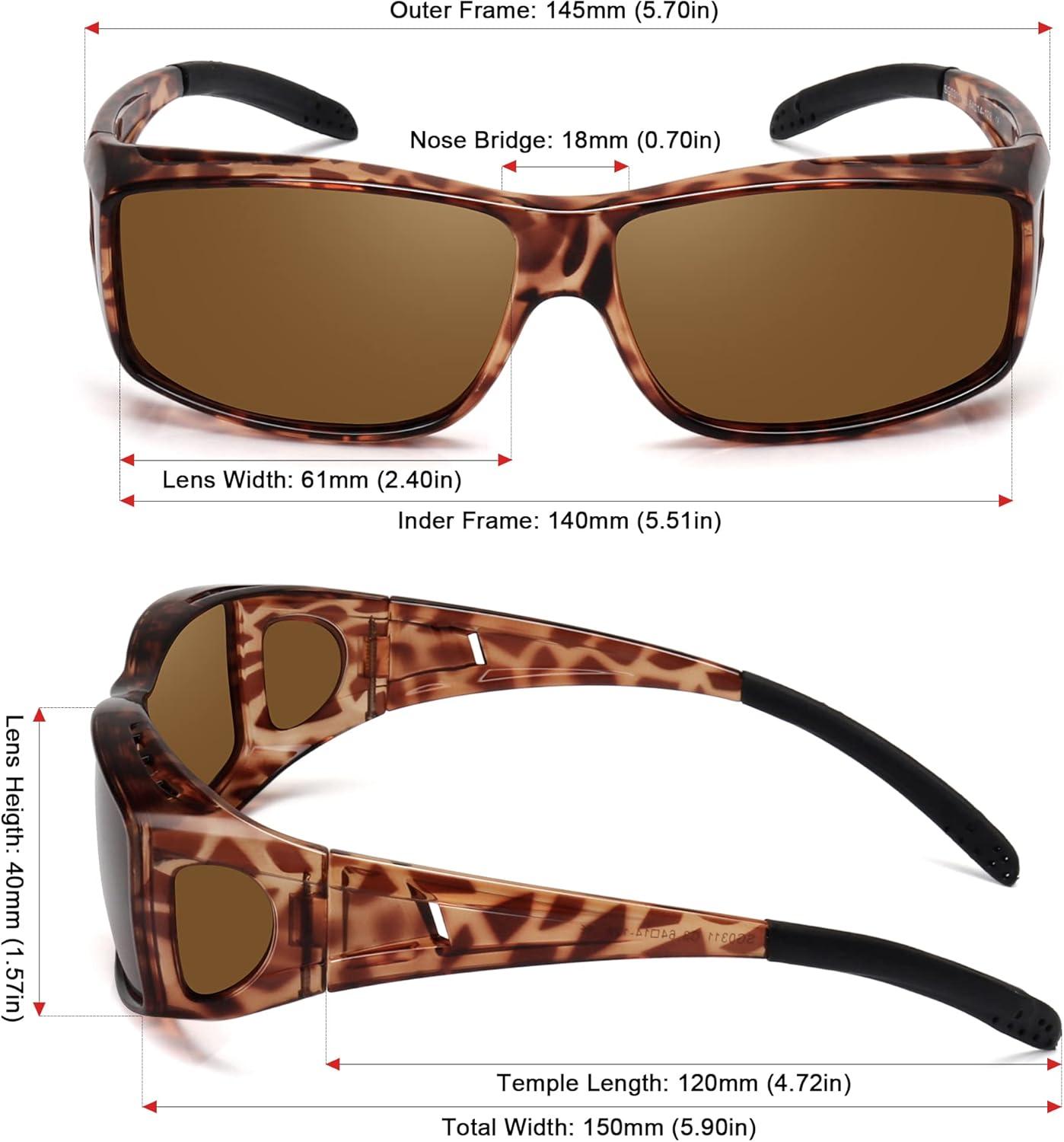 imageMEETSUN Fit Over Glasses Sunglasses for Men WomenWrap Around Sunglasses Polarized UV400 ProtectionZ1leopard Framebrown Lens