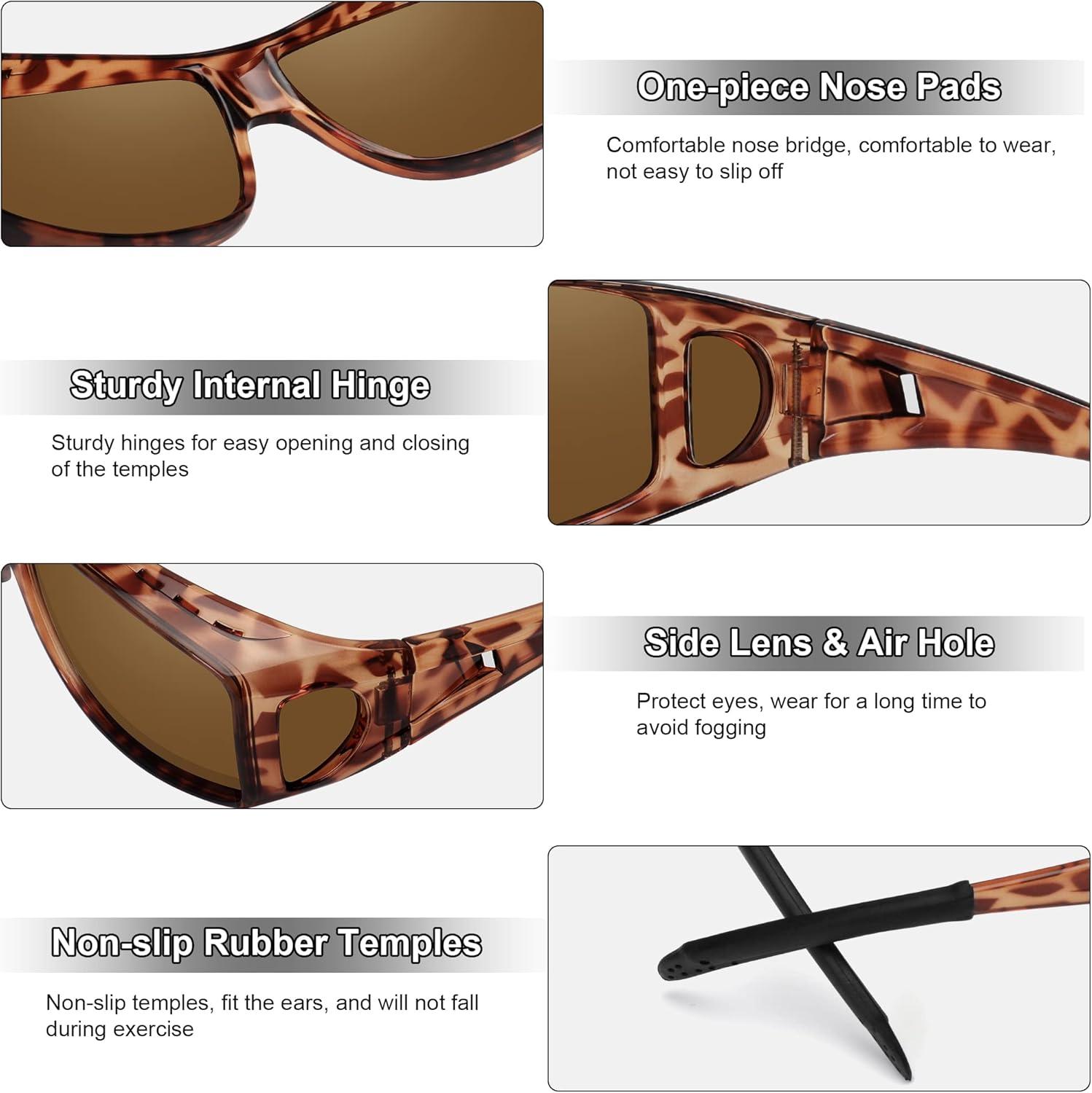 imageMEETSUN Fit Over Glasses Sunglasses for Men WomenWrap Around Sunglasses Polarized UV400 ProtectionZ1leopard Framebrown Lens
