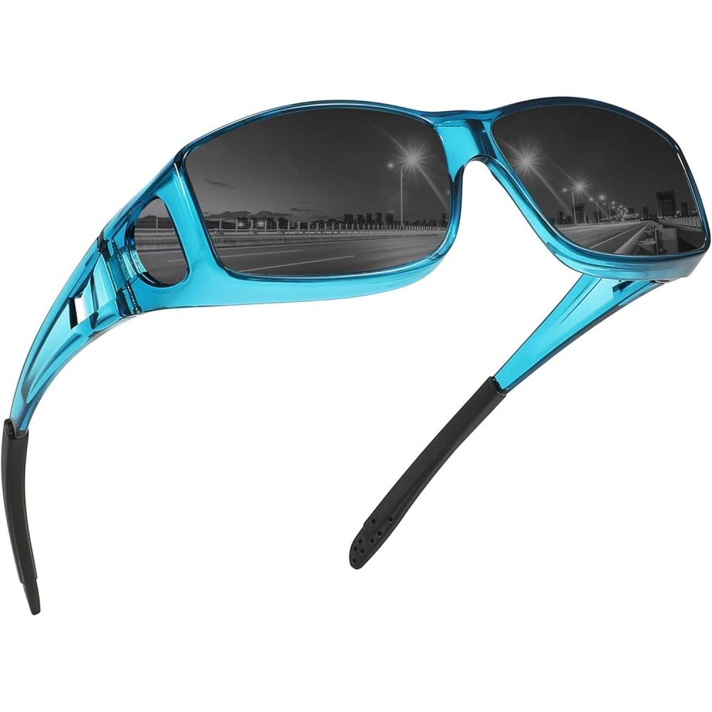 imageMEETSUN Fit Over Glasses Sunglasses for Men WomenWrap Around Sunglasses Polarized UV400 ProtectionZ1clear Bluegray Lens