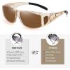 imageMEETSUN Fit Over Glasses Sunglasses for Men WomenWrap Around Sunglasses Polarized UV400 ProtectionLight Brown Framebrown Lens
