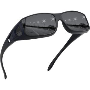 imageMEETSUN Fit Over Glasses Sunglasses for Men WomenWrap Around Sunglasses Polarized UV400 ProtectionA1black Framegray Lens