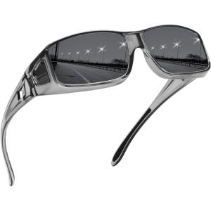 imageMEETSUN Fit Over Glasses Sunglasses for Men WomenWrap Around Sunglasses Polarized UV400 ProtectionA1clear Gray Framegray Lens