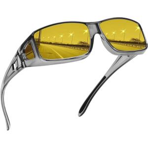 imageMEETSUN Fit Over Glasses Sunglasses for Men WomenWrap Around Sunglasses Polarized UV400 ProtectionA1clear Gray Framenight Vision Lens
