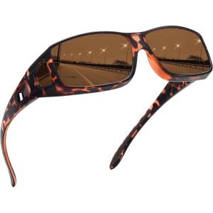 imageMEETSUN Fit Over Glasses Sunglasses for Men WomenWrap Around Sunglasses Polarized UV400 ProtectionA1leopard Framebrown Lens