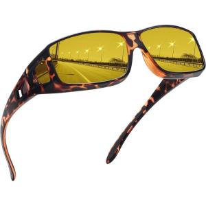 imageMEETSUN Fit Over Glasses Sunglasses for Men WomenWrap Around Sunglasses Polarized UV400 ProtectionA1leopard Framenight Vision Lens