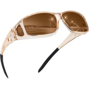 imageMEETSUN Fit Over Glasses Sunglasses for Men WomenWrap Around Sunglasses Polarized UV400 ProtectionLight Brown Framebrown Lens
