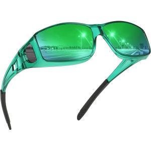 imageMEETSUN Fit Over Glasses Sunglasses for Men WomenWrap Around Sunglasses Polarized UV400 ProtectionZ1clear Greengreen Mirror Lens